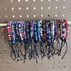 Colorful Woven Cord Adjustable Bracelets - Set. 24 Total.  1015